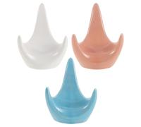 Kisangel Support D’ocarina en Céramique 3 Pièces pour Ocarinas 6 Trous et 12 Trous, Support Polyvalent et Stable pour Instruments à Vent, Adapté aux Amateurs de Musique, Coloris Rose Blanc