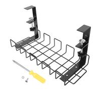 Kisangel Support Suspendre en Fil de Fer Noir pour Gestion des Câbles sous Bureau, Organisateur Câble Pratique et Robuste pour Rangement sans Perçage Bureau ou Domicile