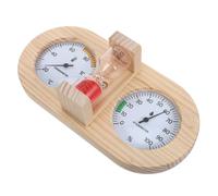 Kisangel Thermomètre-Hygromètre de Sauna en Bois Rouge avec Sablier Mécanique 15 Min, Double Affichage Analogique Température et Humidité, Accessoire Sauna Hôtel Spa Maison
