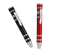 Kisangel Tournevis Multifonction Magnétique en Alliage d'Aluminium Stylo Outil de Réparation Compact avec 8 Embouts Lot de 4 set de Pièces Noir Argenté Bleu et Rouge - Outil de