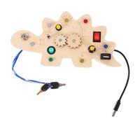 Kisangel Toys de la Carte de Circuit imprimé de Dinosaures Tableau occupé avec lumière LED Planche sensorielle pour Tout-Petits Tableau occupé Montessori Apprendre des Jouets Bois