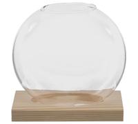 Kisangel Vase en Verre Rond avec Support en Bois pour Plantes Hydroponiques de Bureau, Design Élégant et Fonction de Surveillance de Croissance, pour Bureau ou Rebord de Fenêtre