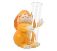 Kisangel Vase Hydroponique Verre Transparent avec Statue Lapin Tube de Plantation Décoratif pour Bureau et Maison Jardin sans Terre Facile à Utiliser