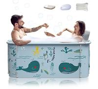 Kiseely Baignoire pliable portable de 140 cm pour 2 personnes, grande baignoire familiale pour SPA, conversion efficace de la baignoire à température chaude et froide 140 cmx60 cmx55 cm (style océan)