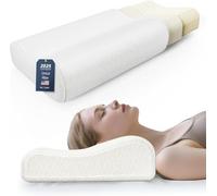 Kiseely Oreiller Ergonomique Cervical Coussin - Mémoire de Forme Confort pour la Nuque, Ferme pour Le Soutien du Cou et des épaules, Pillow de lit avec Housse Lavable (Lot de 1)