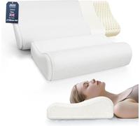 Kiseely Oreiller Ergonomique Cervical Coussin - Mémoire de Forme Confort pour la Nuque, Ferme pour Le Soutien du Cou et des épaules, Pillow de lit avec Housse Lavable (Lot de 2)