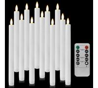 kisidus Bougies à LED Longue avec Télécommande Decoration Noël sur Bougeoir Bougie Chandelier Flamme Vacillante Table - 12 PCS Blanc