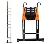 kisidus Échelle Télescopique 5m - Charge Max 150KG Anti-Pincement & Anti-dérapant Crochets Amovibles Compact pour Toit Grenier Réparation