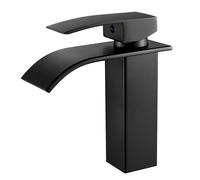 kisimixer Mitigeur Lavabo Noir Cascade, Robinet Lavabo Inox 304 Bec 105mm