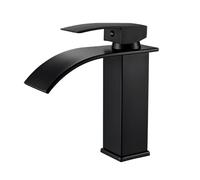kisimixer Robinet Lavabo, Mitigeur Lavabo Cascade Noir Inox 304 Bec 115mm