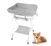 kiskick Baignoire portable pour chien - Station de lavage surélevée et pliable pour le bain et le toilettage - Baignoire pour animaux de compagnie pour chiens de petite et moyenne taille - Gris