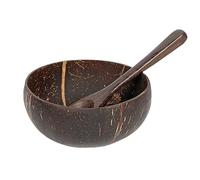 kiskick Bols en Noix de Coco, Bols en Noix de Coco polie et cuillère en Bois Récipient pour Aliments durs de Grande capacité de qualité Alimentaire avec cuillère Salade de Fruits et Noix Bol en