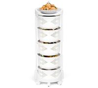 kiskick Chariot de rangement de cuisine circulaire à 5 niveaux, panier rotatif à légumes, étagère de rangement de cuisine avec roues à 360 degrés, paniers rotatifs pour fruits et légumes pour cuisine