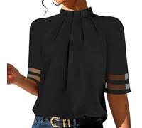 kiskick Chemisier léger pour femme de couleur unie - Chemisier léger et élégant pour le bureau décontracté ou au quotidien - Pull de couleur unie, Noir , XL