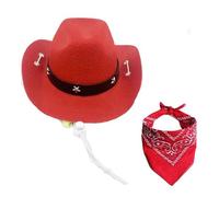 kiskick Costume de cowboy occidental pour chien - Costume d'Halloween pour chien - Chapeau de cowboy pour animal domestique - Bonnet de cosplay - Écharpe respirante et réglable - Costume élégant pour