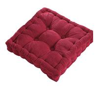 kiskick Coussin de méditation carré pour canapé, sol, grand coussin de sol, coussin de sol uni et épais touffeté, coussin de méditation carré pour balcon, chambre à coucher, tatami, rouge rose