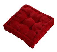 kiskick Coussin de méditation carré pour canapé, sol, grand coussin de sol, coussin de sol uni et épais touffeté, coussin de méditation carré pour balcon, chambre à coucher, tatami, rouge