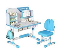 kiskick Ensemble de chaises de bureau de qualité supérieure pour enfants, table d'étude réglable en hauteur, étagères, pédale, tiroir de rangement à crochets, chaise de bureau ergonomique avec grand