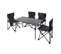 kiskick Ensemble table et chaise pliantes, chaises et table de camping noires, avec grand organisateur de rangement et sac de transport (4 chaises et 1 table), pour adultes, randonnée, pêche
