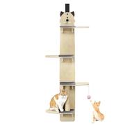 kiskick Étagère à suspendre à la porte pour chat, 4 étages au-dessus des portes, étagère à chat avec griffoir, coussinets, balle pour chat, multi-niveaux, tour d'arbre à chat multi-style, 170 cm