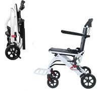 kiskick Fauteuil roulant de transport, léger et pliable à quatre roues, facile à déplacer, freins à main verrouillables, facile à utiliser, chaise roulante pliable d'aide à la mobilité avec sangle de