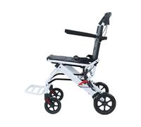 kiskick Fauteuil roulant de transport pliable léger, sangle de sécurité réglable et système de frein à main ergonomique, roues en polyuréthane pour une conduite fluide, déambulateur à quatre roues