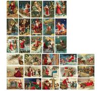 kiskick Lot de 30 cartes de vœux de Noël vintage avec différents éléments festifs, cartes postales de Noël, sans marques, cartes de Noël rétro, cadeau pour Noël, vacances, Nouvel An, cadeau de Noël