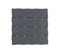 kiskick Lot de 36 dalles de terrasse emboîtables en plastique - Carreaux de sol de terrasse composites imperméables - Connexion facile à clipser - Antidérapant - Gris foncé