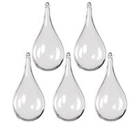 kiskick Lot de 5 boules de Noël transparentes incassables en forme de goutte avec trou - Décorations décoratives à suspendre