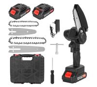kiskick Mini tronçonneuse électrique sans fil, alimentée par batterie, petite tronçonneuse à main pour élaguer les arbres, petite scie à chaîne manuelle pour branches d'arbre, cour, maison - Noir