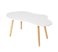 kiskick Petite table basse moderne, table basse rustique, table basse en forme de nuage pour salon, centre de salon, table basse minimaliste, pieds en bois blanc uni pour la maison et le bureau