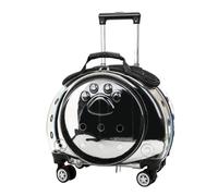 kiskick Sac de transport pour chat avec roulettes, sac de transport transparent à bulles pour animal domestique, sac à dos portable pratique pour voyage, noir