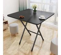 kiskick Table pliante carrée en MDF massif, 60 x 60 x 70 cm, parfaite pour fête, salle à manger, mariage, événements, pique-nique, intérieur, extérieur, camping, 4 personnes, bureau d'ordinateur, noir