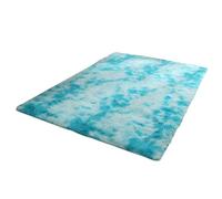 kiskick Tapis de chambre à coucher coloré Tie-dye moderne super doux longue peluche lavable en machine antidérapant salon tapis à poils longs pour enfants Bleu clair