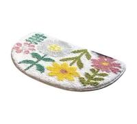 kiskick Tapis de sol absorbant en demi-cercle épais lavable et antidérapant pour salle de bain, douche, cuisine, chambre à coucher, blanc, 40 x 60 cm