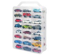 KISLANE Étui de rangement double face pour 48 voitures jouets, voitures d'allumettes, étui de rangement portable transparent avec 48 compartiments, étui uniquement (transparent)..