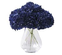 Kislohum Lot de 10 Fleurs d'hortensia artificielles en Soie pour Bouquets de Mariage, centres de Table, décoration Florale avec tiges - Bleu Marine