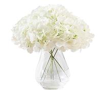 Kislohum Lot de 10 Fleurs d'hortensia artificielles en Soie pour centres de Table de Mariage, Bouquets, décoration Florale avec Longues tiges, Blanc