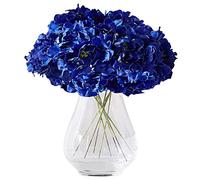 Kislohum Lot de 10 têtes de Fleurs d'hortensia artificielles en Soie Bleu Roi pour centres de Table de Mariage, Bouquets, décoration Florale avec Longues tiges