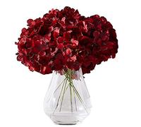 Kislohum Têtes de Fleurs d'hortensia artificielles en Soie avec 10 tiges pour centres de Table de Mariage, Bouquets, décoration Florale et décoration d'intérieur Bordeaux