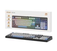 Kisnt KN104 Clavier de jeu mécanique sans fil, 100 % pleine taille, 104 touches avec pavé numérique, rétroéclairage RVB personnalisé, son crémeux, remplaçable à chaud, Bluetooth/2,4 GHz/USB-C pour