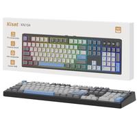 Kisnt KN104 Clavier mécanique sans fil, 100 % pleine taille avec bouton, Bluetooth/2,4 GHz/USB-C, rétroéclairage RVB personnalisé, interrupteur linéaire remplaçable à chaud, son crémeux pour jeu/taper