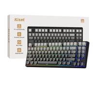 Kisnt KN85 Clavier de jeu mécanique sans fil, disposition 75 % avec rétroéclairage RVB, échangeable à chaud personnalisé, son crémeux, compatible Bluetooth/2,4 GHz/USB-C avec Windows/Mac/PC (gris
