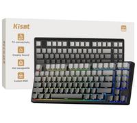 Kisnt KN85 Clavier de jeu mécanique sans fil, disposition 75 % avec rétroéclairage RVB, échangeable à chaud personnalisé, son crémeux, compatible Bluetooth/2,4 GHz/USB-C avec Windows/Mac/PC (gris
