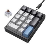 Kisnt Pavé numérique mécanique, pavé numérique rétroéclairé blanc rétroéclairé à chaud avec touches PBT pour ordinateur portable, PC, claviers compacts (noir, interrupteur marron)