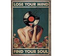 kisoyo Affiche vintage en métal avec inscription « Lose Your Mind Find Your Soul » - Poster en vinyle - Impression murale pour la maison - 20,3 x 30,5 cm