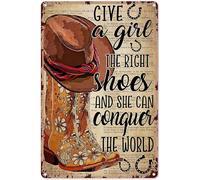 kisoyo Décoration murale occidentale pour fête de ferme - Décoration murale pour salon - Motif bottes de cowgirl - Give A Girl The Right Shoes - Affiche de dictionnaire - Décoration de cowboy - 20,3 x