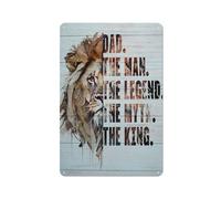 kisoyo Plaque en métal rustique avec citation « Dad The Man The Legend » - Décoration murale - Poster de père - Impression sur image de lion - 20,3 x 30,5 cm