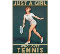kisoyo Plaque en métal vintage en aluminium avec inscription « Tennis America Just A Girl Loves For Bars Club Restaurants Cafés Pubs » Décoration murale vintage 20,3 x 30,5 cm
