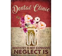 kisoyo Plaque en métal vintage pour dentiste, soins des dents, clinique dentaire, dentisterie, dentisterie, « Dentistry Is Not Expensive Neglect Is », décoration murale pour maison, café, bar, ferme,